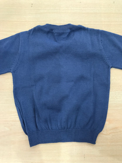 Maglione Jo Milano in filo bluette manica lunga con scollo a punta