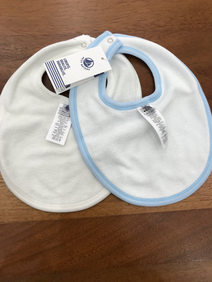 Bavaglino Petit Bateau coppia celeste a righe e una con balene