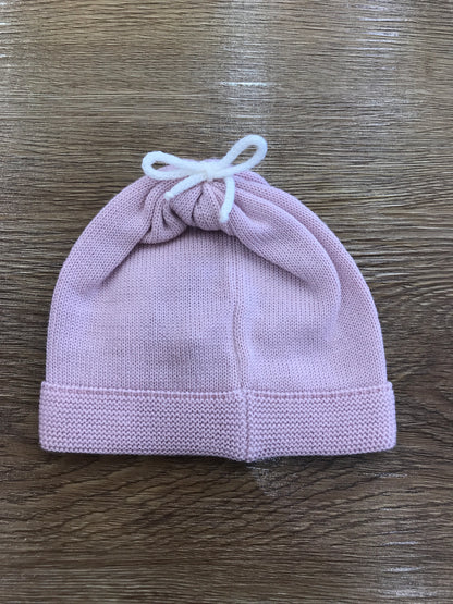 Cappello Baby Lord in lana rosa antico con fiocchetto