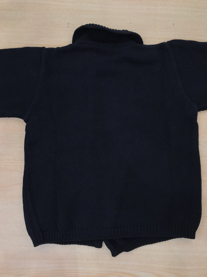 Cardigan Petit Bateau doppio petto blu scuro con piccoli bottoncini