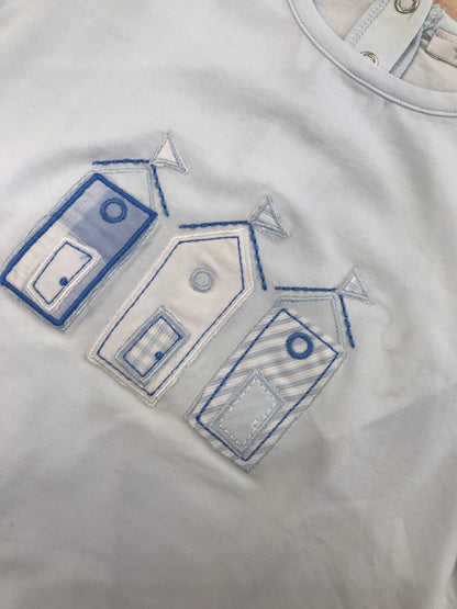 T-shirt Coccodèin cotone mezza manica celeste con disegni sul davanti