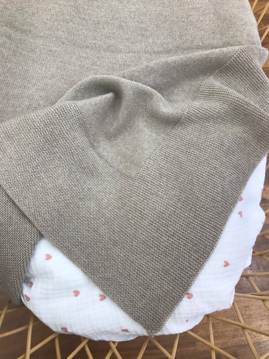 Coperta Paz Rodriguez tortora in lana basica con bordo rifinito