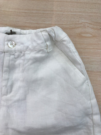 Pantalone Laranjinha in lino bianco con elastico e tasche