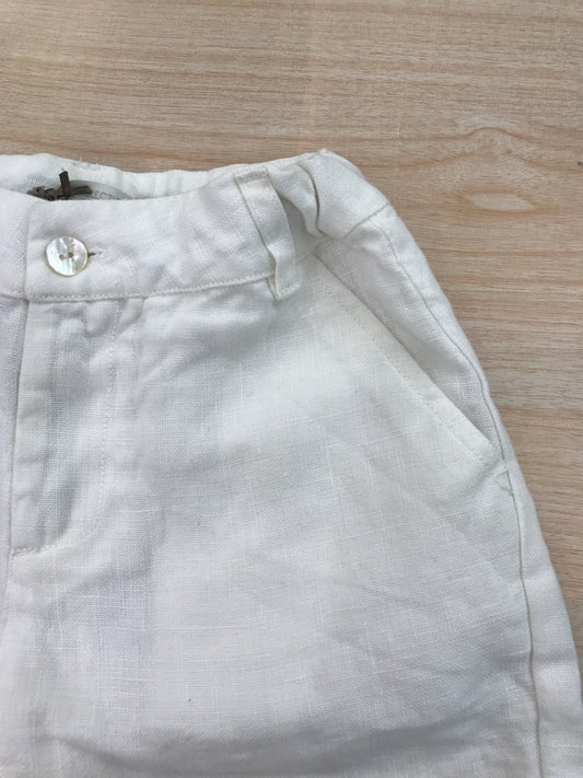 Pantalone Laranjinha in lino bianco con elastico e tasche