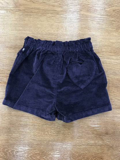 Pantalone Petit Bateau in velluto a coste blu scuro con bottoncini elastico in vita e cuore sul retro