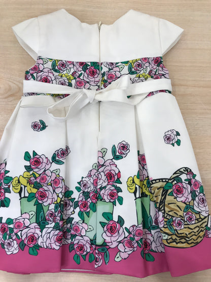 Abito Byblos in cotone con fantasia a fiori smanicato con rusche con zip sul retro
