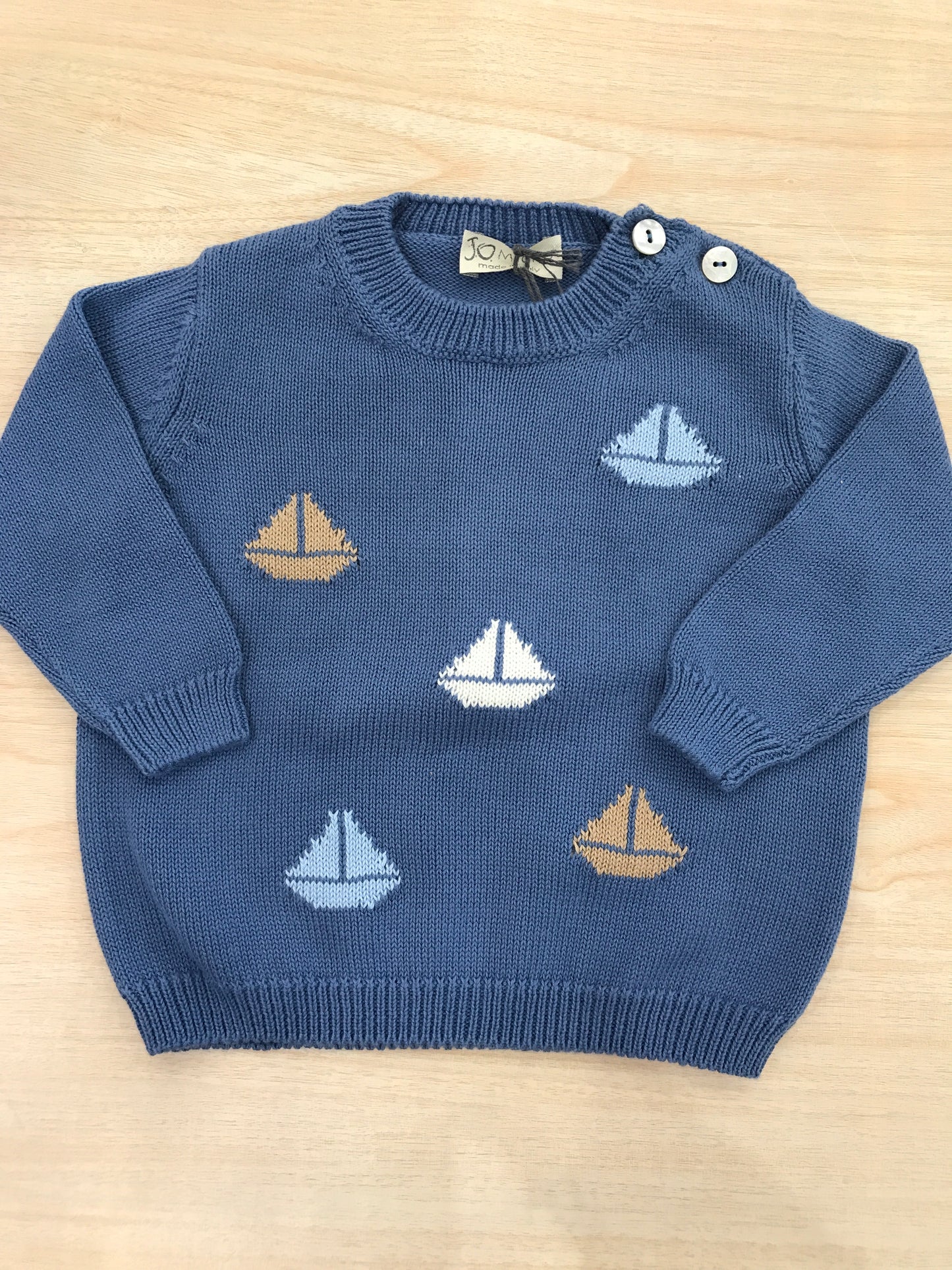 Maglione Jo Milano in filo manica lunga con barche a vela colorate