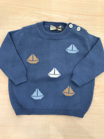 Maglione Jo Milano in filo manica lunga con barche a vela colorate