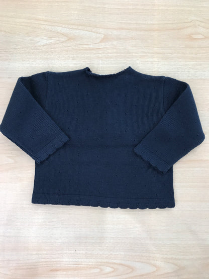 Cardigan Baby Lord in filo blu scuro incrociato