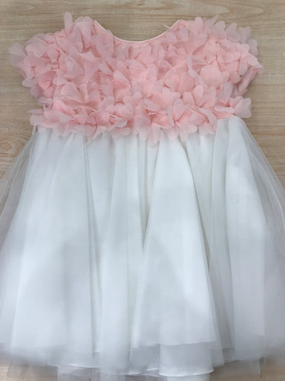 Abito Aletta in tulle corpetto con fiori sul corpetto mezza manica con gonna ampia
