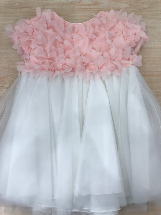 Abito Aletta in tulle corpetto con fiori sul corpetto mezza manica con gonna ampia