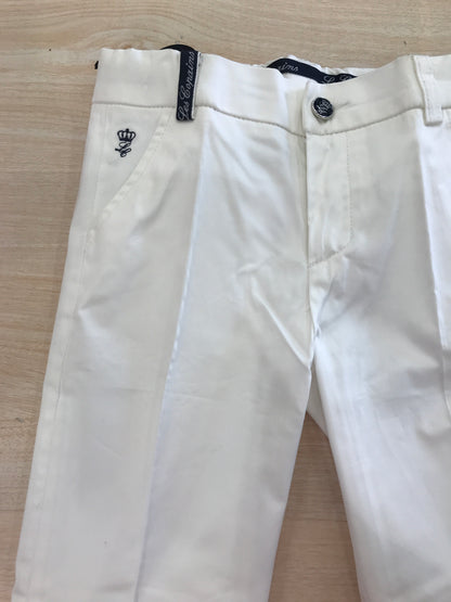 Pantalone Les Copains lungo bianco con tasche sul davanti e dettagli blu