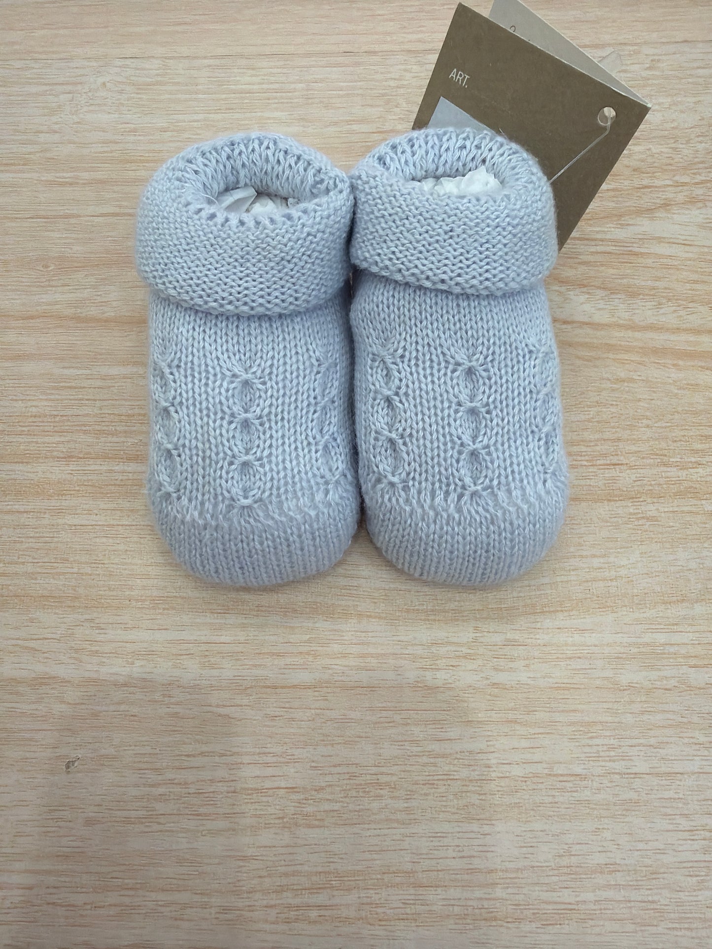 Babbucce Baby Lord in filo celesti con lavorazione di trecce sul davanti