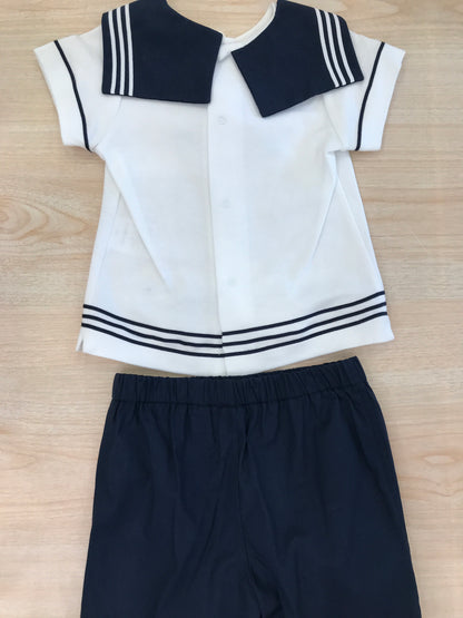 Completo Cielo Blu in cotone due pezzi t-shirt mezza manica marinaretto con bermuda corto