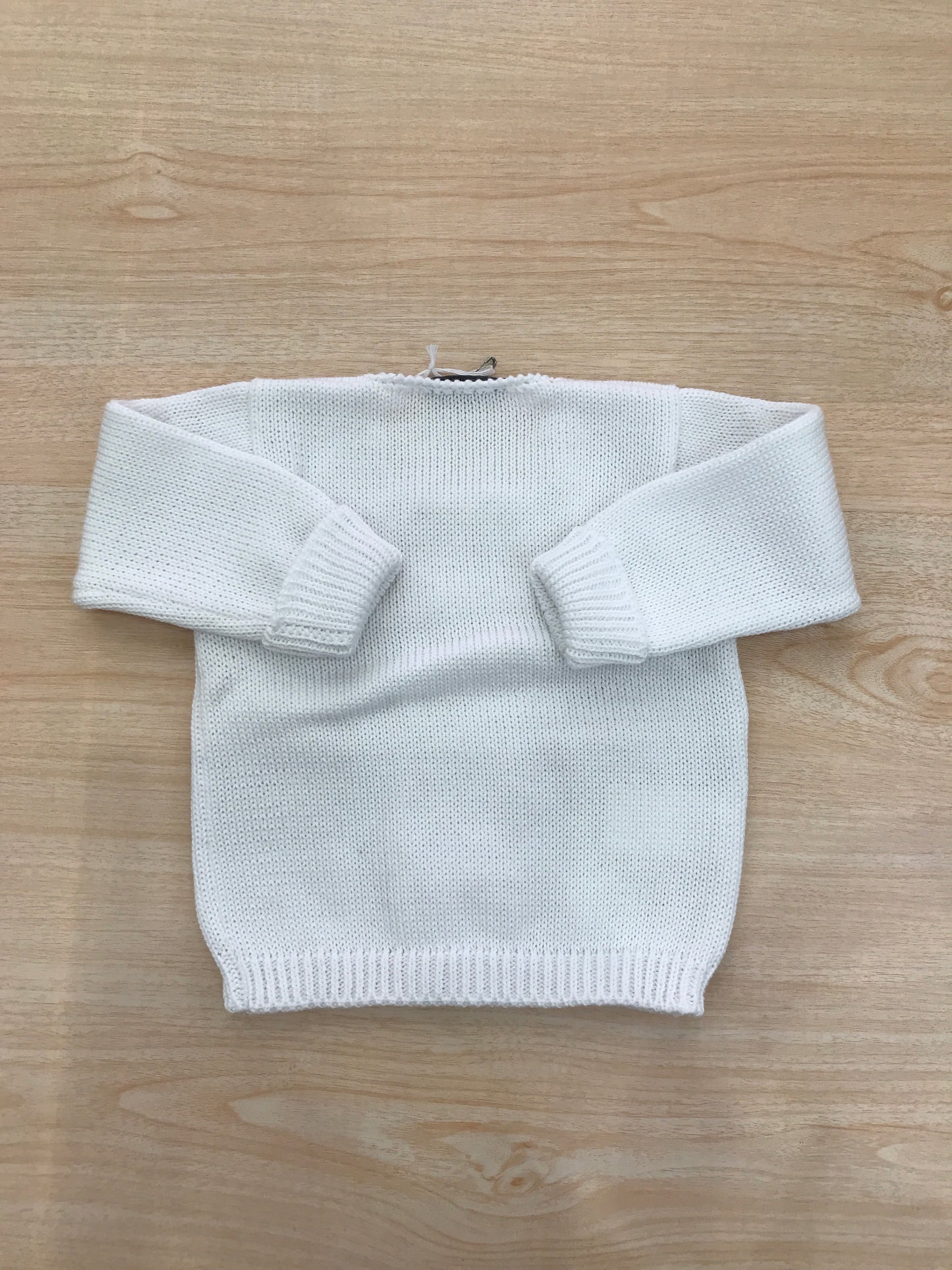 Cardigan Colibrì in filo doppio petto bianco con taschino laterale con scollo quadrato