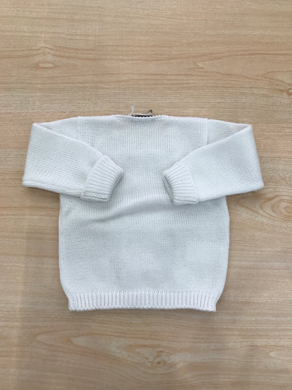 Cardigan Colibrì in filo doppio petto bianco con taschino laterale con scollo quadrato