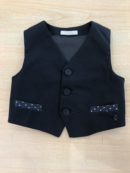 Gilet Nanan blu scuro con tasche blu chiaro e pois bianchi