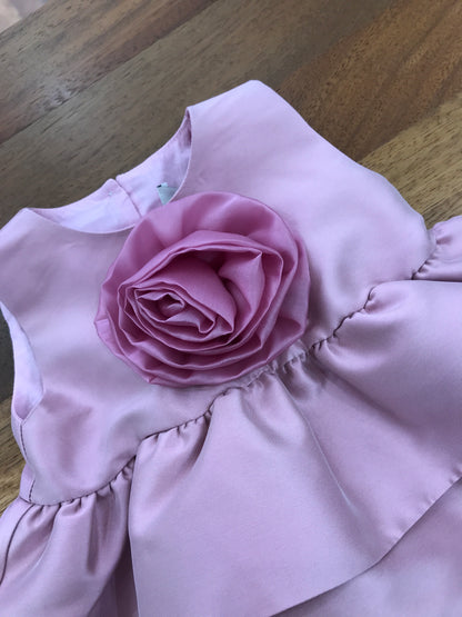 Completo a'lapage in seta e raso blusa con fiore centrale con culotte in seta