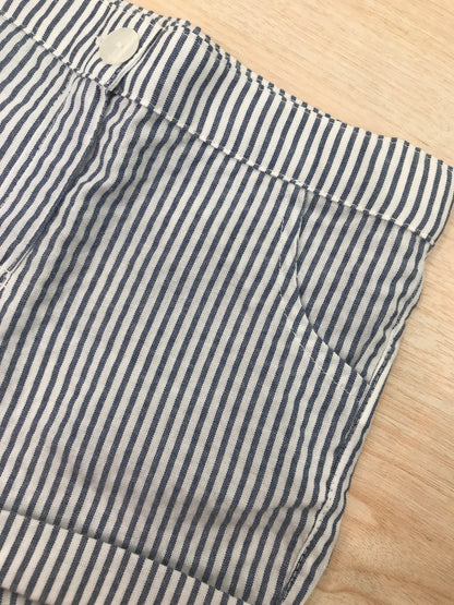 Pantalone Coccodè in cotone corto a righe bianche e blu