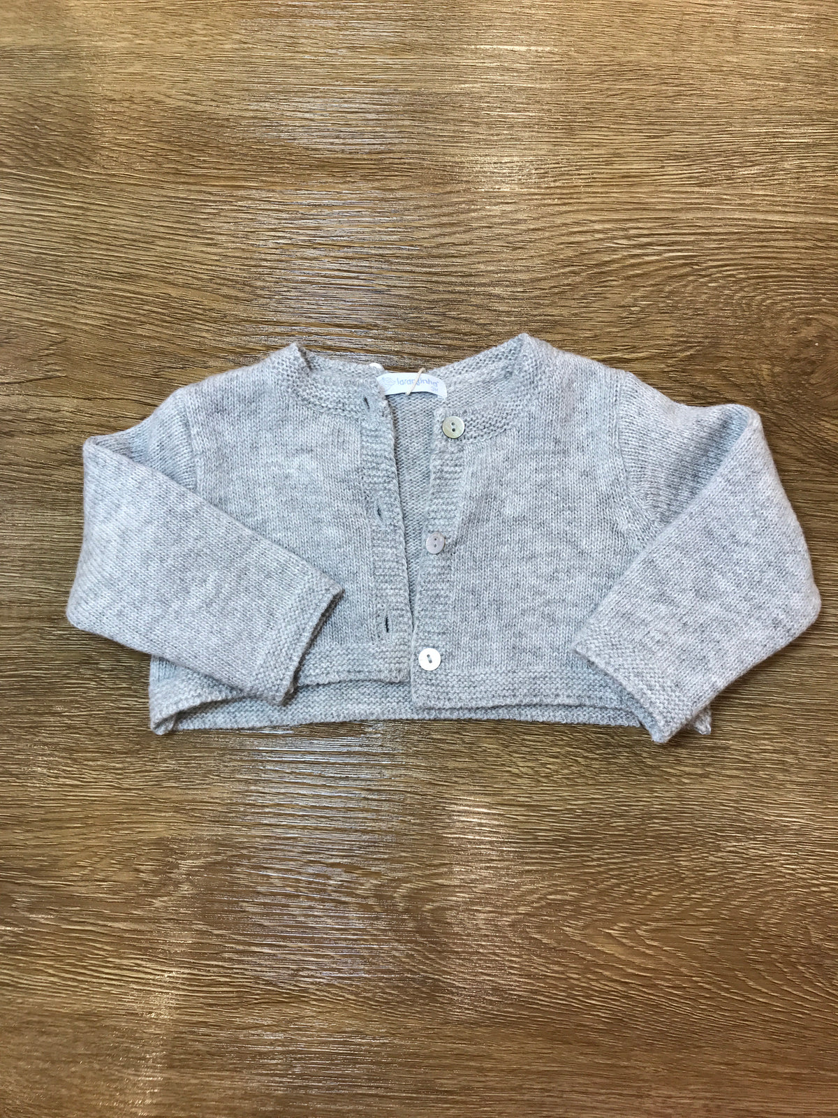 Cardigan Laranjinha in lana grigio basico con piccoli bottoncini