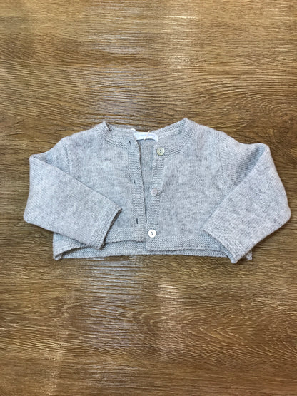 Cardigan Laranjinha in lana grigio basico con piccoli bottoncini