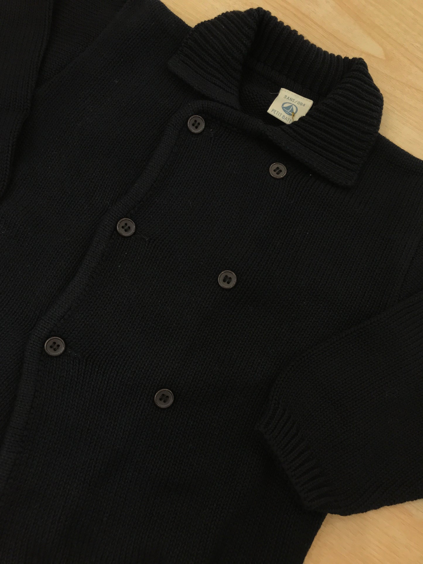 Cardigan Petit Bateau doppio petto blu scuro con piccoli bottoncini