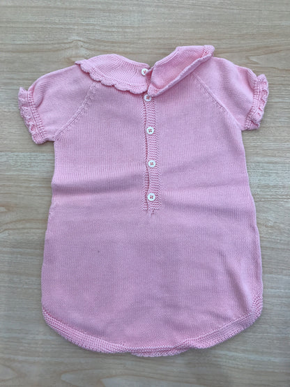 Pagliaccetto PCS in filo rosa mezza manica con collo con rusche smerlata