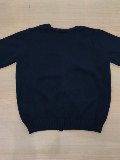 Cardigan Jo Milano in filo blu scuro con bottoncini sul davanti