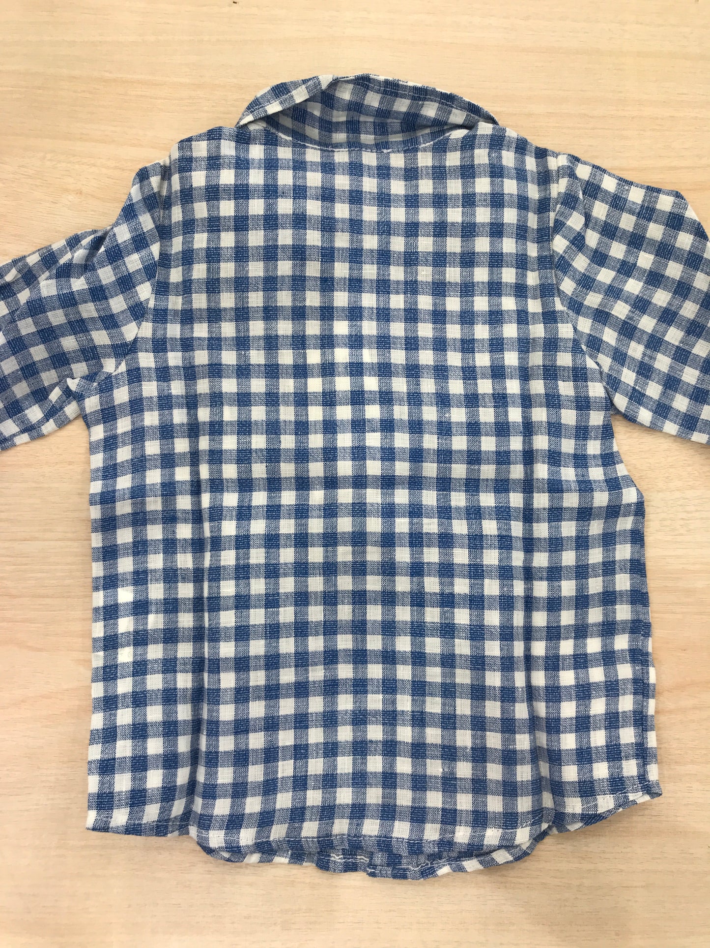 Camicia Jo Milano in lino a quadretti azzurri e bianchi