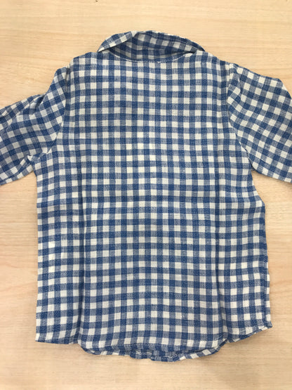 Camicia Jo Milano in lino a quadretti azzurri e bianchi