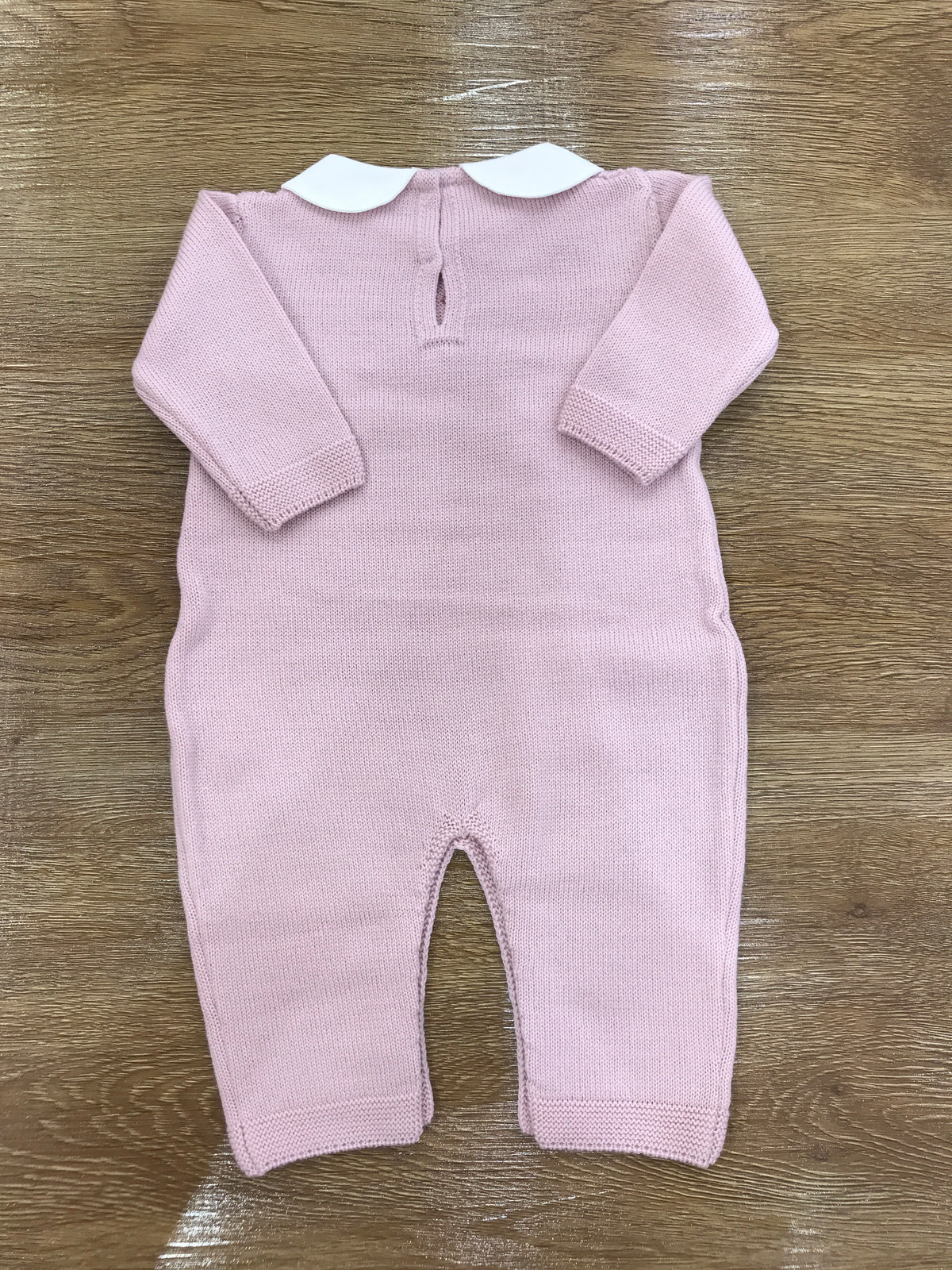 Tutina Baby Lord in lana intera rosa antico con fiorellini ricamati