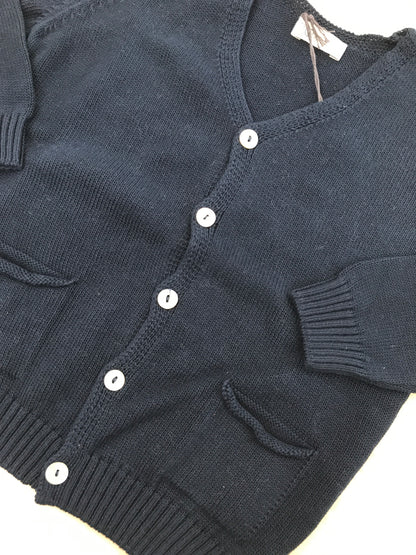 Cardigan Jo Milano in filo blu scuro con bottoncini sul davanti