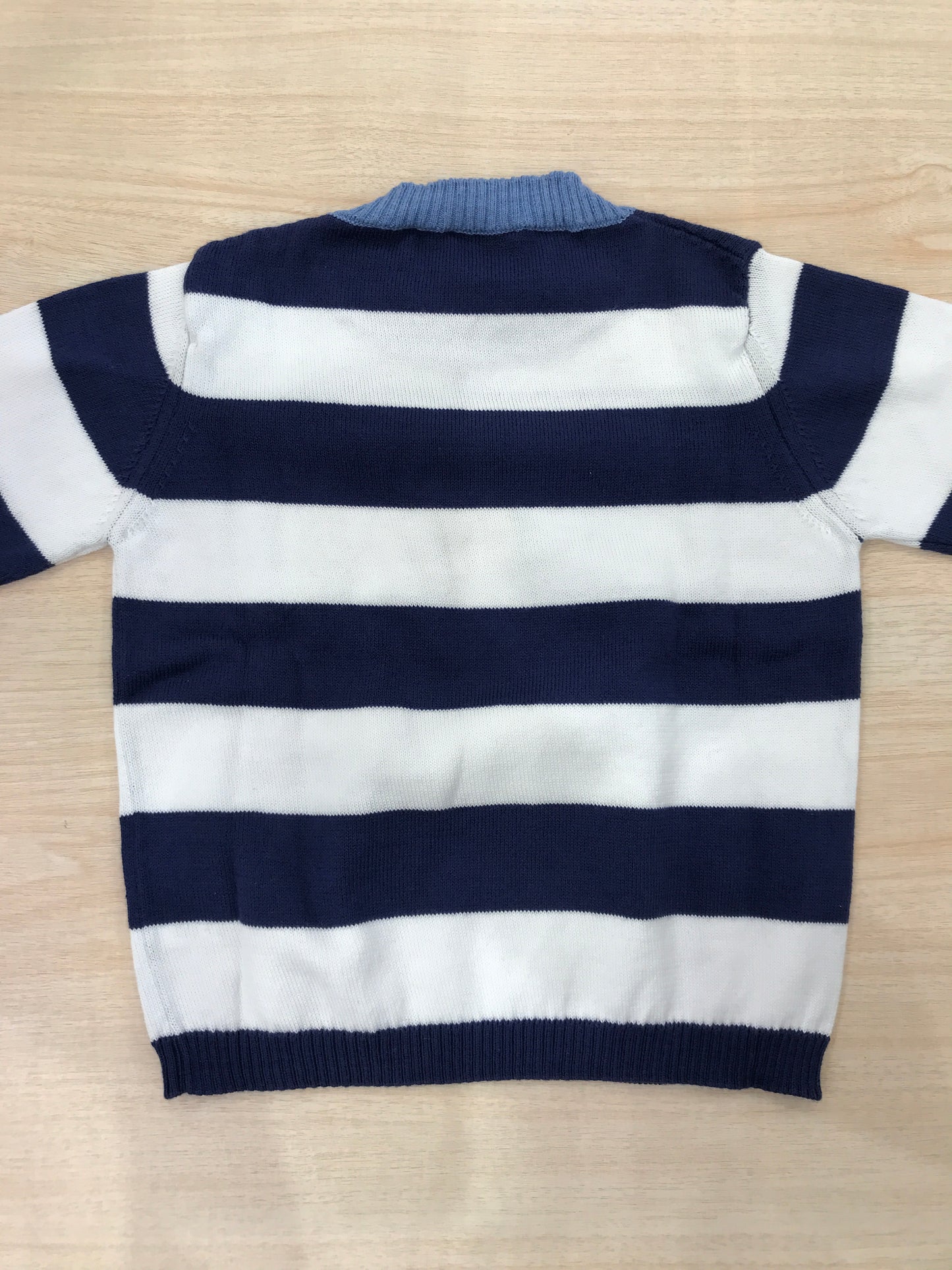 Maglione Jo Milano in filo manica lunga a strisce bianche blu scuro e bluette