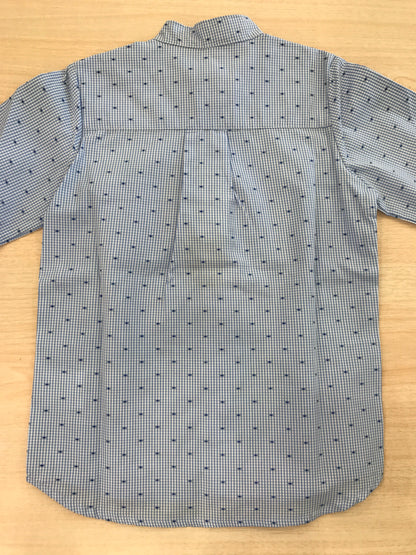 Camicia Jo Milano manica lunga celeste con piccoli pois blu scuro