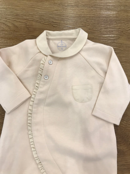 Tutina Laranjinha in caldo cotone beige intera con piedini e rusche trasversale