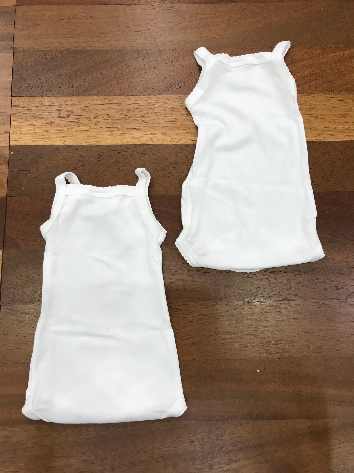 Body Petit Bateau coppia con bretelle  bianco di cotone