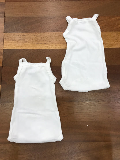 Body Petit Bateau coppia con bretelle  bianco di cotone