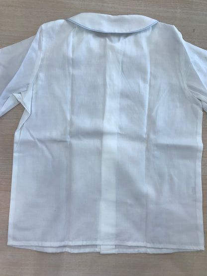Camicia Nicoletta Fanna in cotone manica lunga con colletto rifinito in celeste e cavallo a dondolo