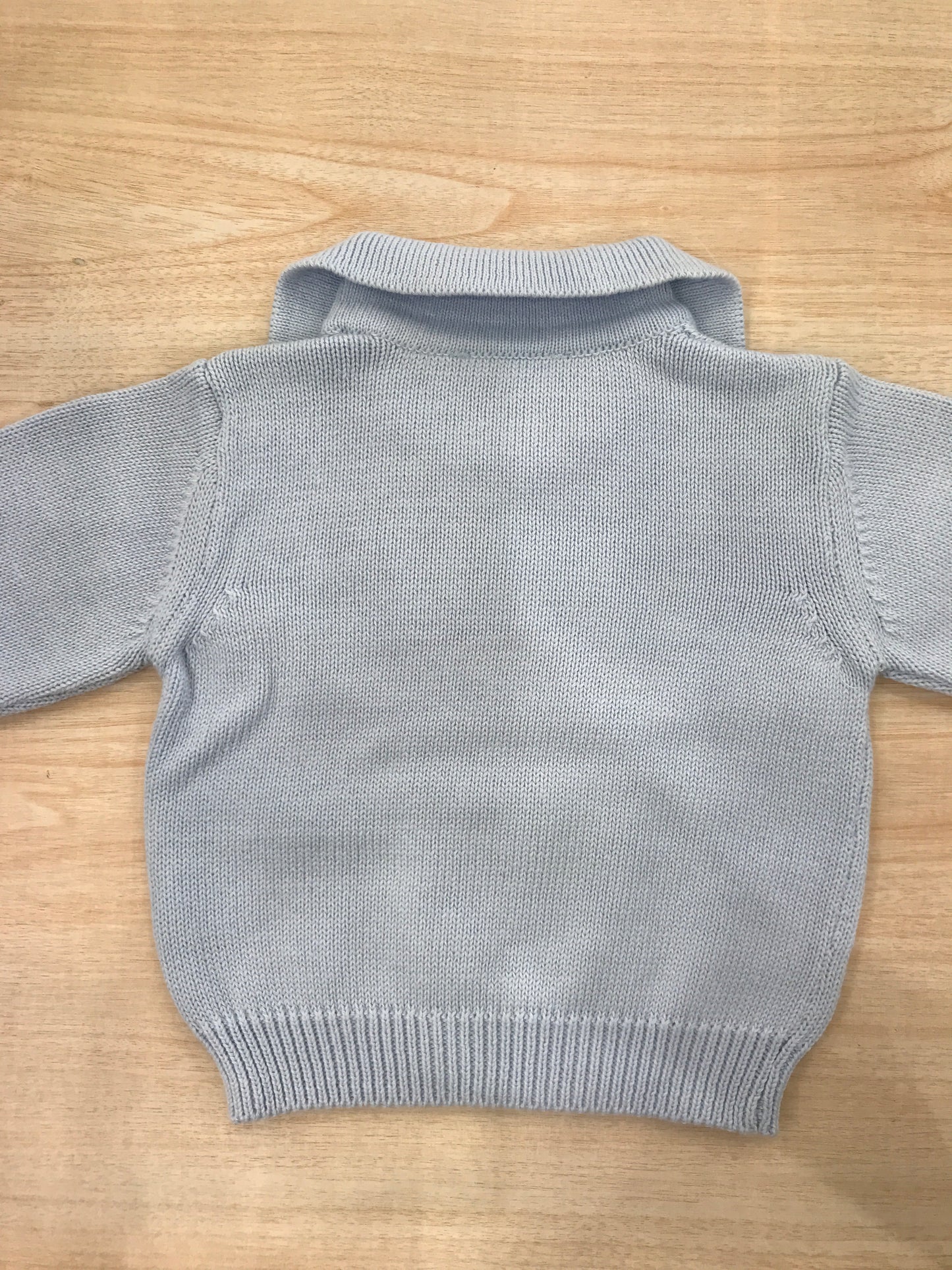 Cardigan Coccodè in filo celeste doppio petto con colletto
