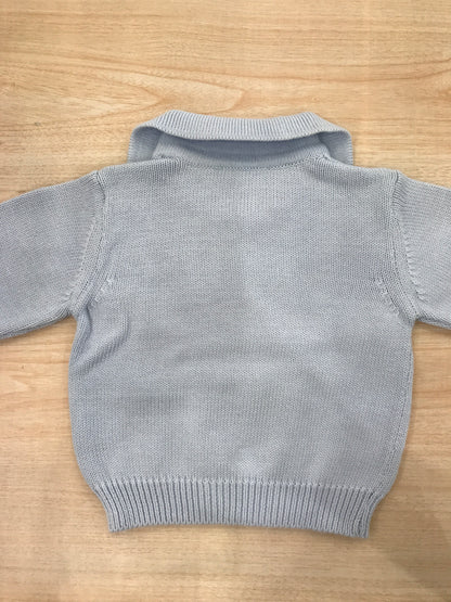 Cardigan Coccodè in filo celeste doppio petto con colletto