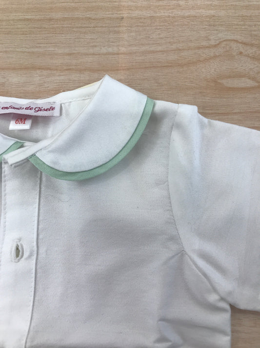 Camicia Les Enfants de Gisele in cotone mezza manica con collo dal profilo verde