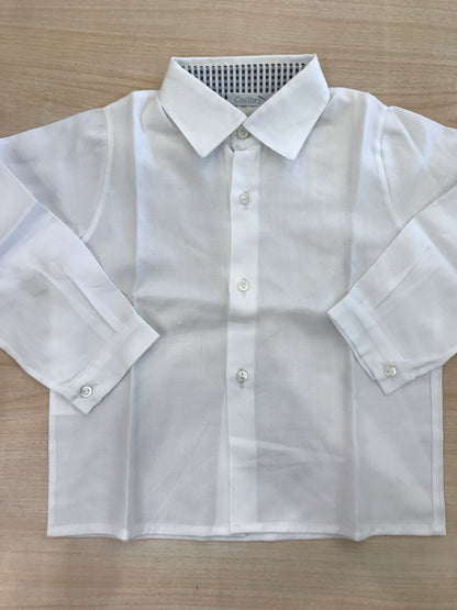 Camicia Colibrì in cotone manica lunga con colletto a punta e quadretti sul retro