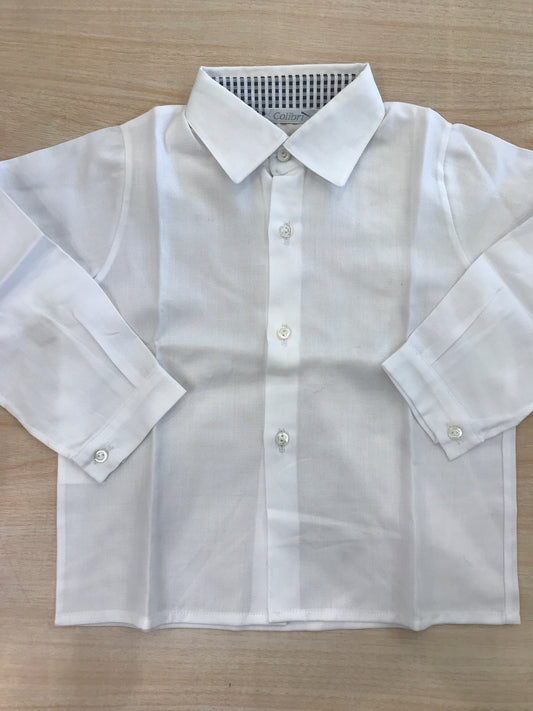 Camicia Colibrì in cotone manica lunga con colletto a punta e quadretti sul retro