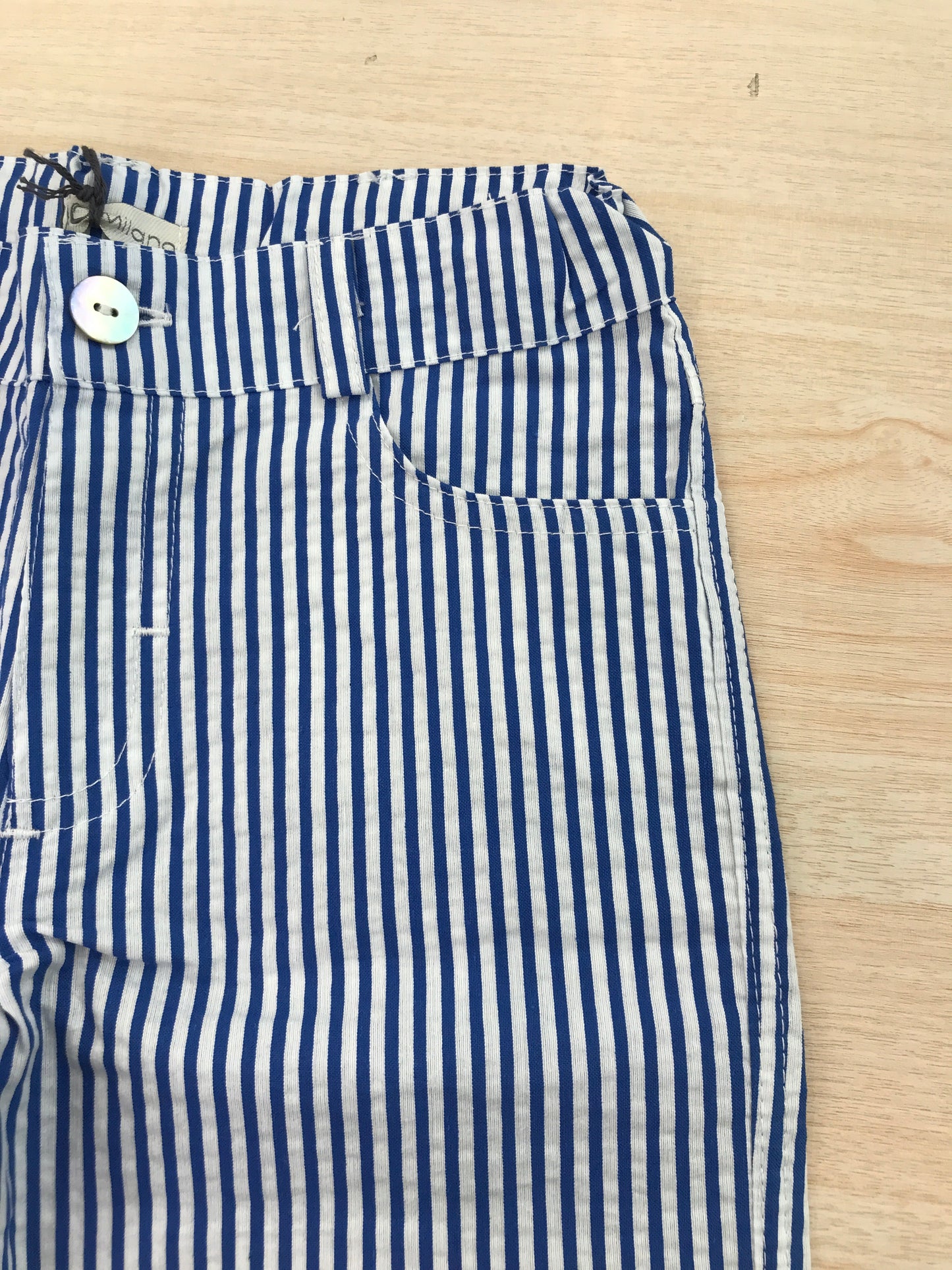 Pantalone Jo Milano in cotone a righe blu e bianche