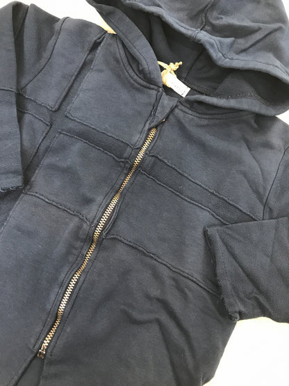 Felpa Maperò in cotone blu con cappuccio e zip manica lunga