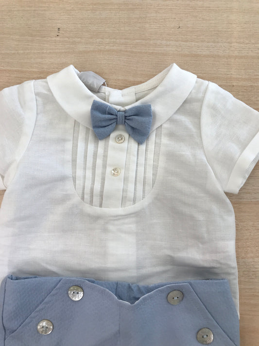 Completo Paz Rodriguez in cotone camicia mezza manica con papillon al colletto con pieghe con pantalone corto