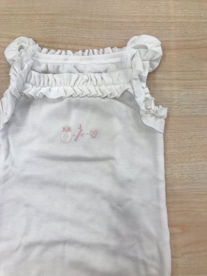 Body Coccodè bianco in cotone a spallina con rusche con disegno applicato sul davanti