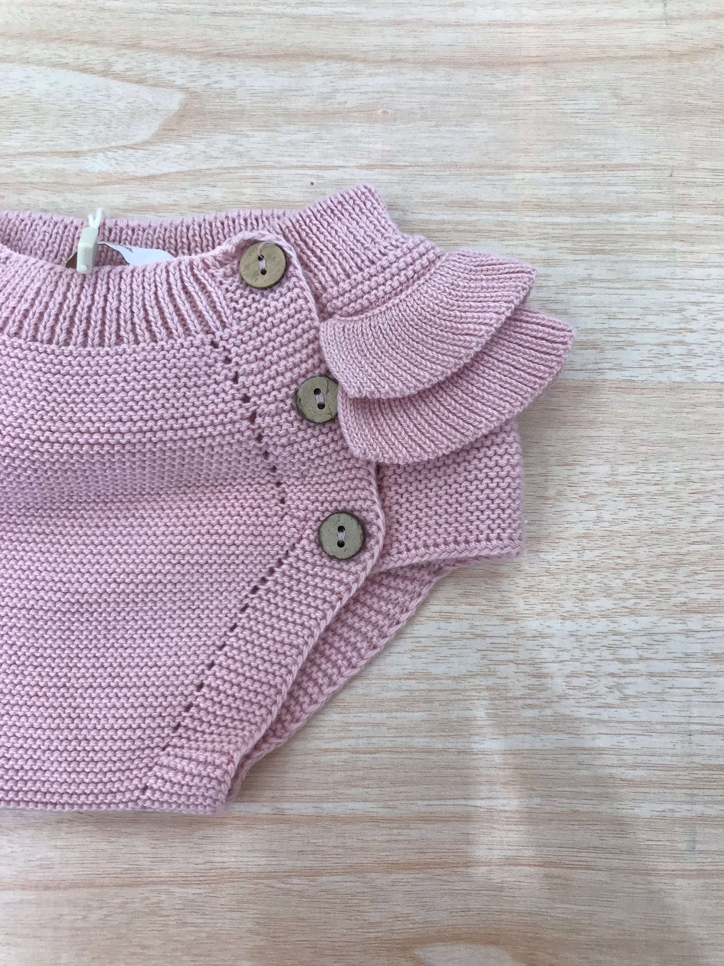 Culotte PCS in filo rosa antico con rusche laterali e sul retro con bottoncini marroni sul davanti