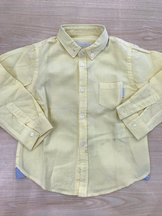 Camicia Nanan in cotone gialla manica lunga con colletto a punta e taschino laterale