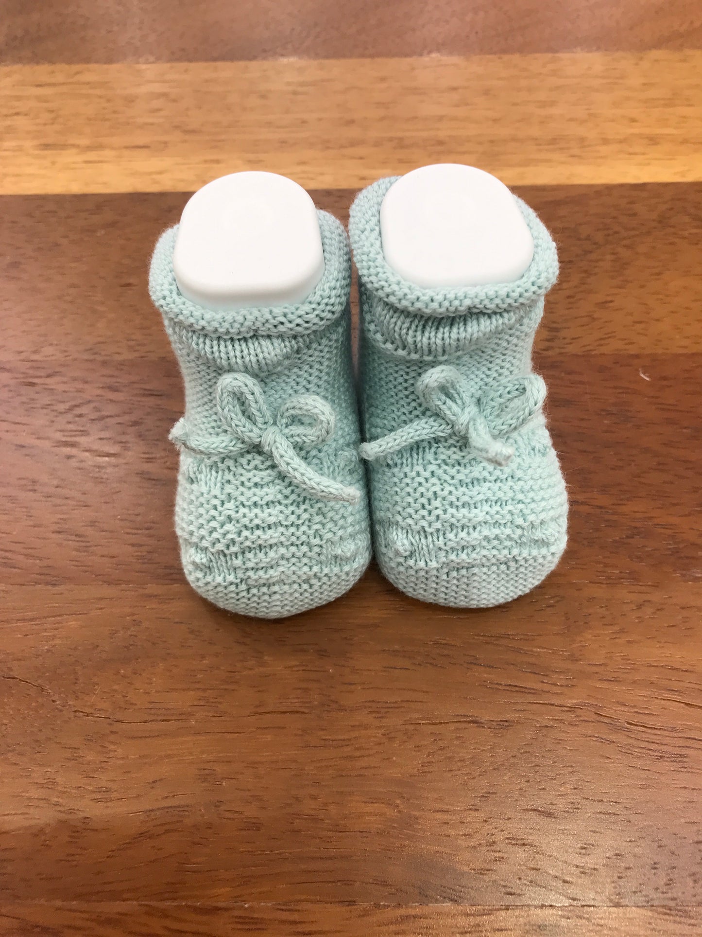 Babbucce PCS in filo di cotone verde menta con fiocchetto sul davanti